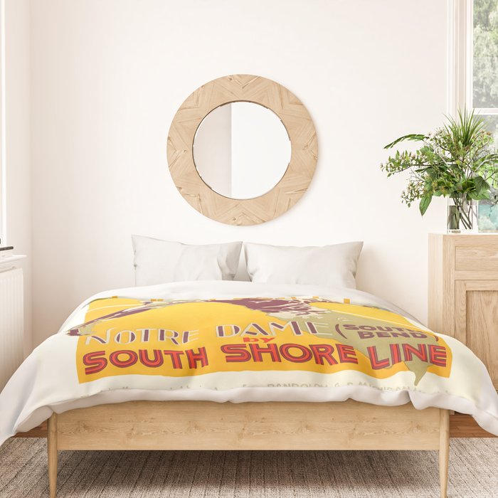 1926 Notre Dame By South Shore Line Advertising Poster Duvet Cover Gallery Image 3