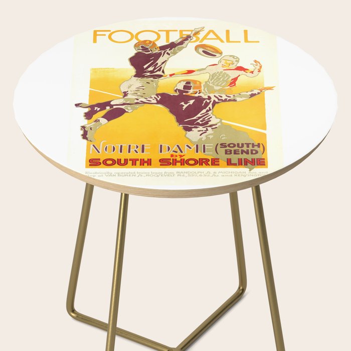 1926 Notre Dame By South Shore Line Advertising Poster Side Table Gallery Image 2
