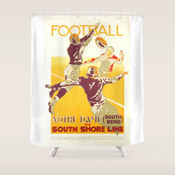 1926 Notre Dame By South Shore Line Advertising Poster Shower Curtain Gallery Image 1