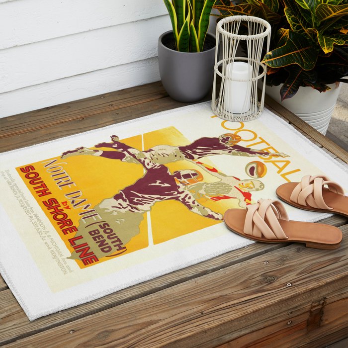 1926 Notre Dame By South Shore Line Advertising Poster Outdoor Rug Gallery Image 2