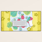 Sweet Strawberry Plant Friends in Yellow & Pink Desk Mat Gallery Image 1