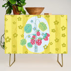Sweet Strawberry Plant Friends in Yellow & Pink Credenza Gallery Image 1
