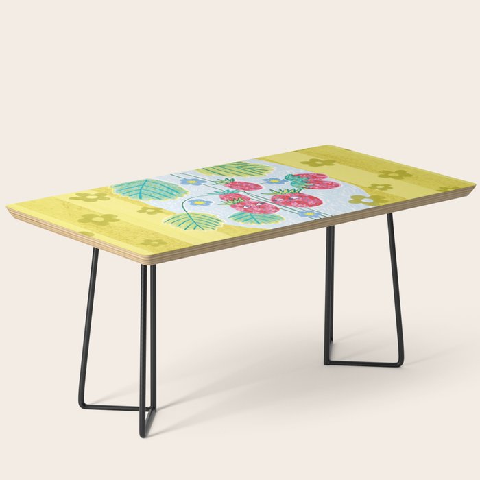 Sweet Strawberry Plant Friends in Yellow & Pink Coffee Table Gallery Image 1