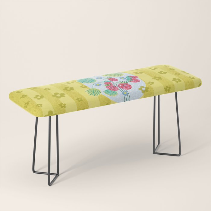Sweet Strawberry Plant Friends in Yellow & Pink Bench Gallery Image 1