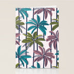 Retro Palm Springs vibes // white background highball green peacock blue and dry rose palm trees oxford navy blue lines Stationery Card Gallery Image 2
