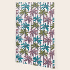Retro Palm Springs vibes // white background highball green peacock blue and dry rose palm trees oxford navy blue lines Wallpaper Gallery Image 2