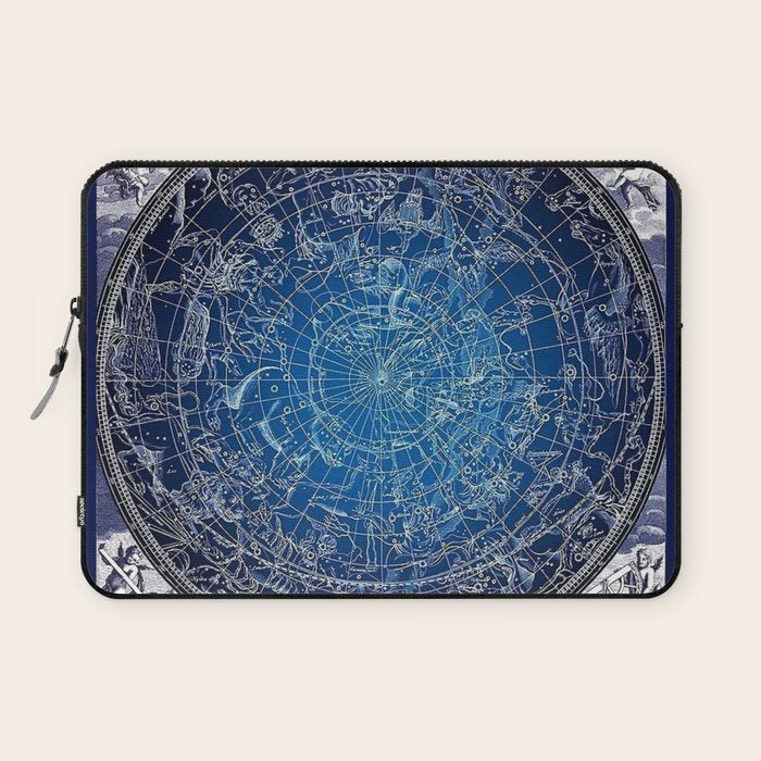 Vintage Celestial Constellations 17th Cenurty Star Map - Star Chart of the Constellations Laptop Sleeve Gallery Image 1