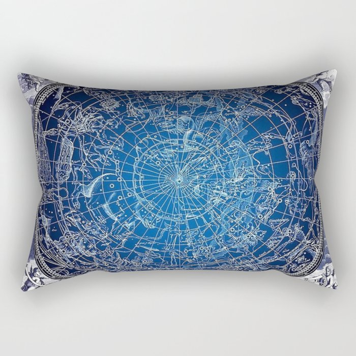 Vintage Celestial Constellations 17th Cenurty Star Map - Star Chart of the Constellations Rectangular Pillow Gallery Image 2