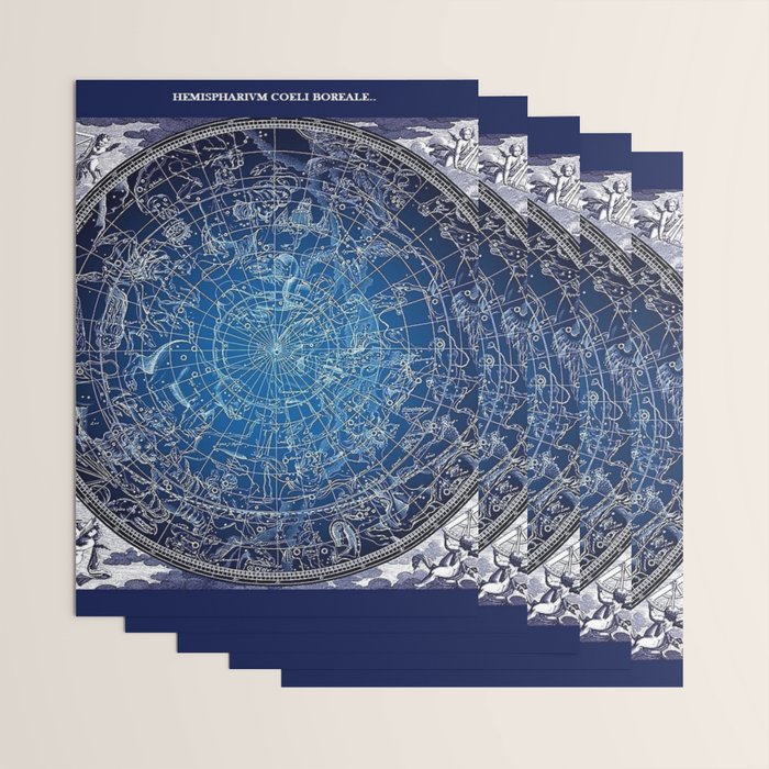 Vintage Celestial Constellations 17th Cenurty Star Map - Star Chart of the Constellations Wrapping Paper Gallery Image 3