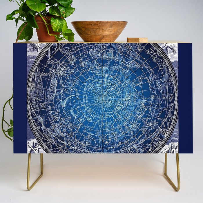 Vintage Celestial Constellations 17th Cenurty Star Map - Star Chart of the Constellations Credenza Gallery Image 1