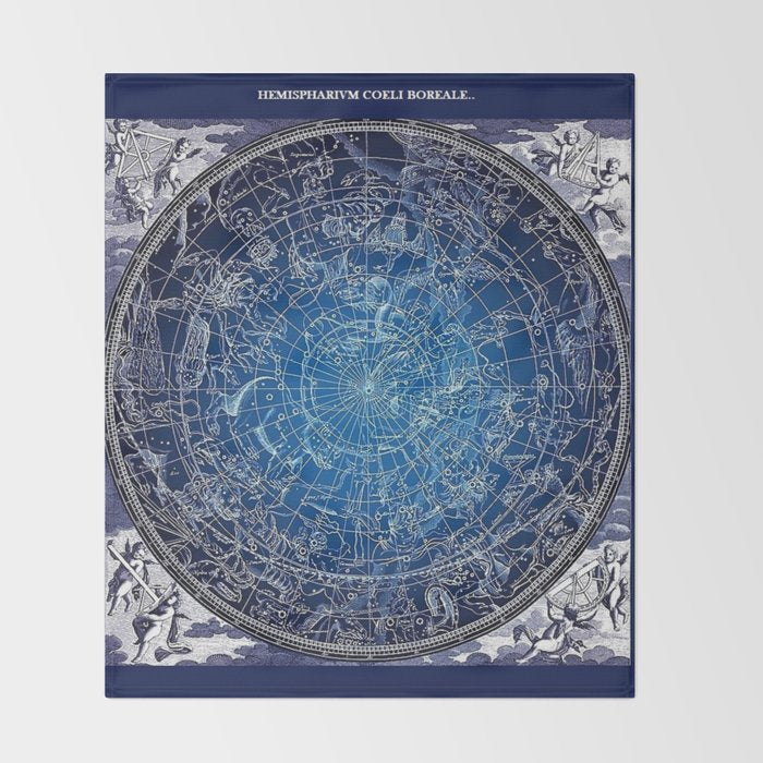 Vintage Celestial Constellations 17th Cenurty Star Map - Star Chart of the Constellations Throw Blanket Gallery Image 2