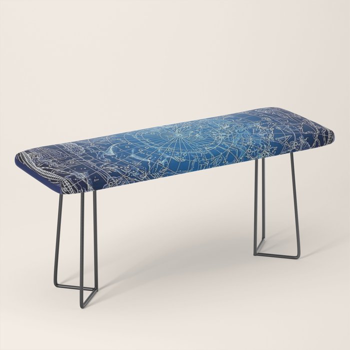 Vintage Celestial Constellations 17th Cenurty Star Map - Star Chart of the Constellations Bench Gallery Image 1