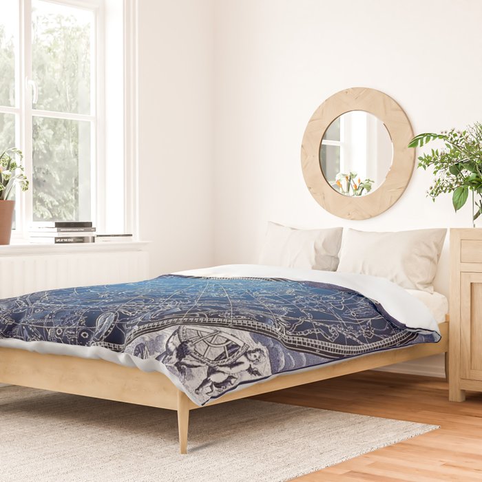 Vintage Celestial Constellations 17th Cenurty Star Map - Star Chart of the Constellations Duvet Cover Gallery Image 2