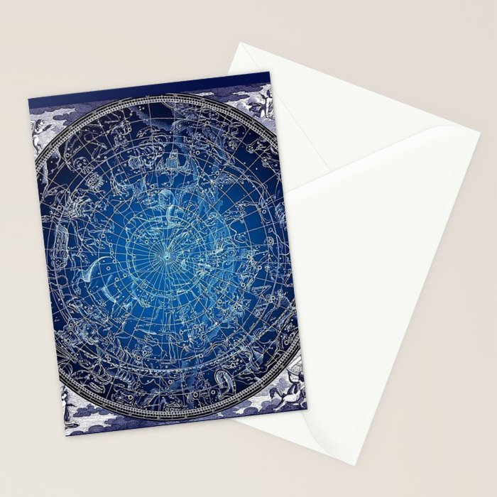 Vintage Celestial Constellations 17th Cenurty Star Map - Star Chart of the Constellations Stationery Card Gallery Image 2