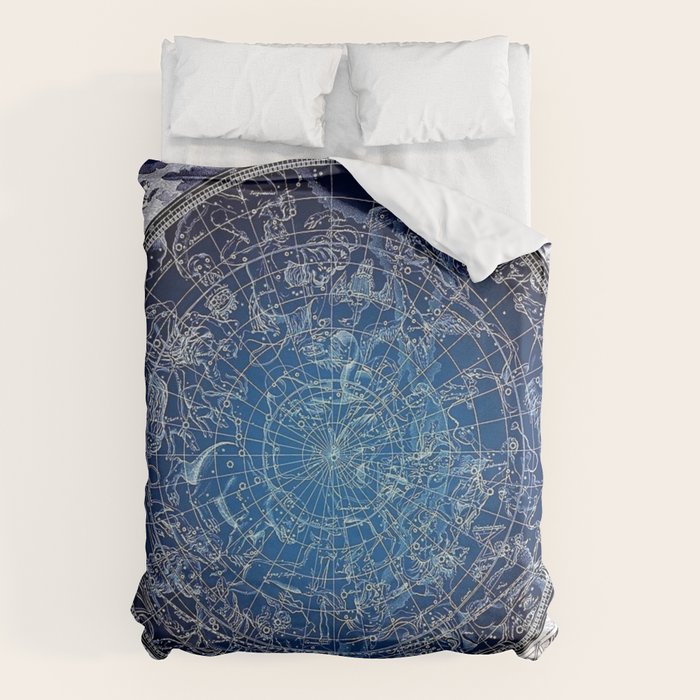 Vintage Celestial Constellations 17th Cenurty Star Map - Star Chart of the Constellations Duvet Cover Gallery Image 6