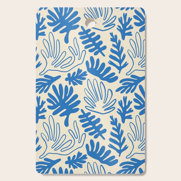 Abstract blue nature leaf art pattern Cutting Board Gallery Image 1