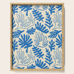 Abstract blue nature leaf art pattern Serving Tray Gallery Image 1