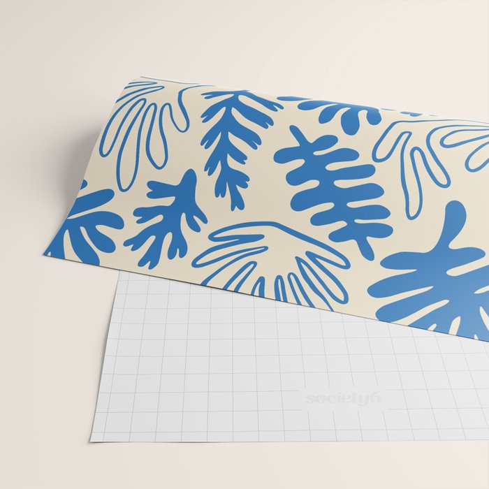 Abstract blue nature leaf art pattern Wrapping Paper Gallery Image 2