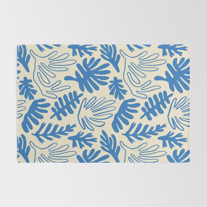 Abstract blue nature leaf art pattern Rug Gallery Image 2