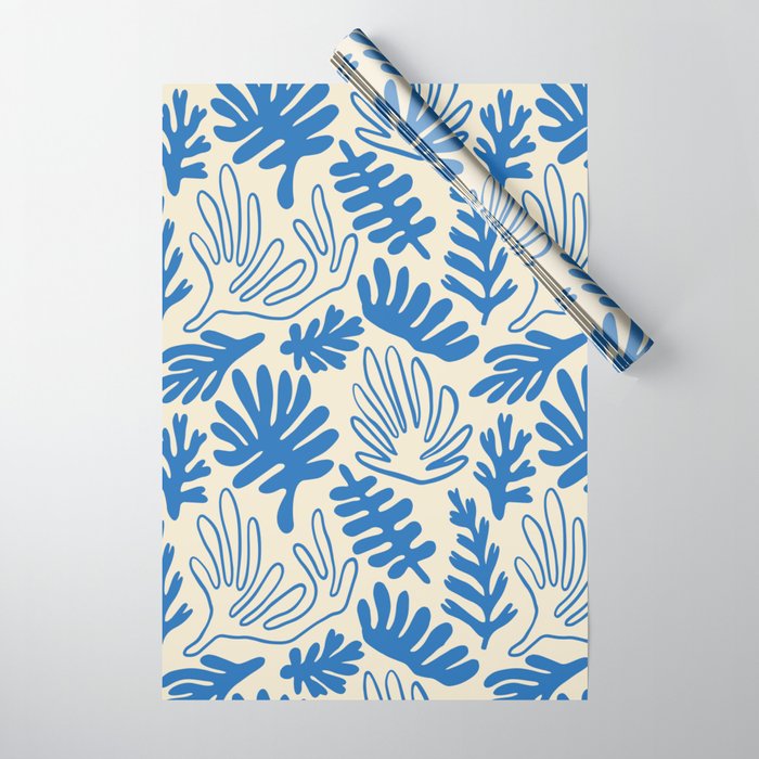 Abstract blue nature leaf art pattern Wrapping Paper Gallery Image 1
