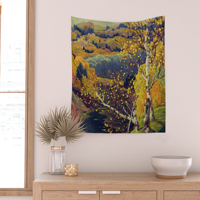 Franklin Carmichael Canadian artist Art Nouveau Post-Impressionism October Gold Wall Tapestry Gallery Image 2