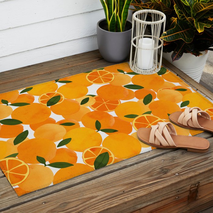mediterranean oranges still life  Outdoor Rug Gallery Image 2