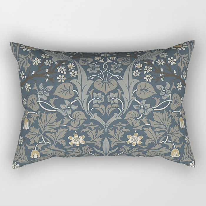 William Morris Vintage Blackthorn Grey Blue 1892 Rectangular Pillow Gallery Image 2