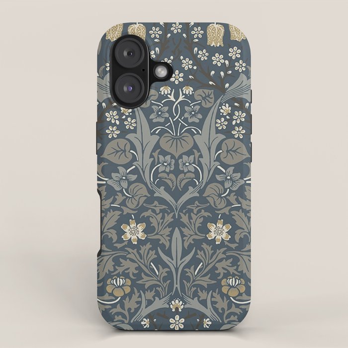 William Morris Vintage Blackthorn Grey Blue 1892 iPhone Case Gallery Image 1