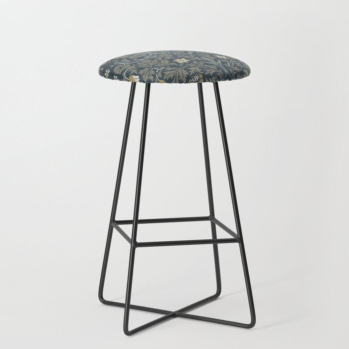 William Morris Vintage Blackthorn Grey Blue 1892 Stool Gallery Image 1