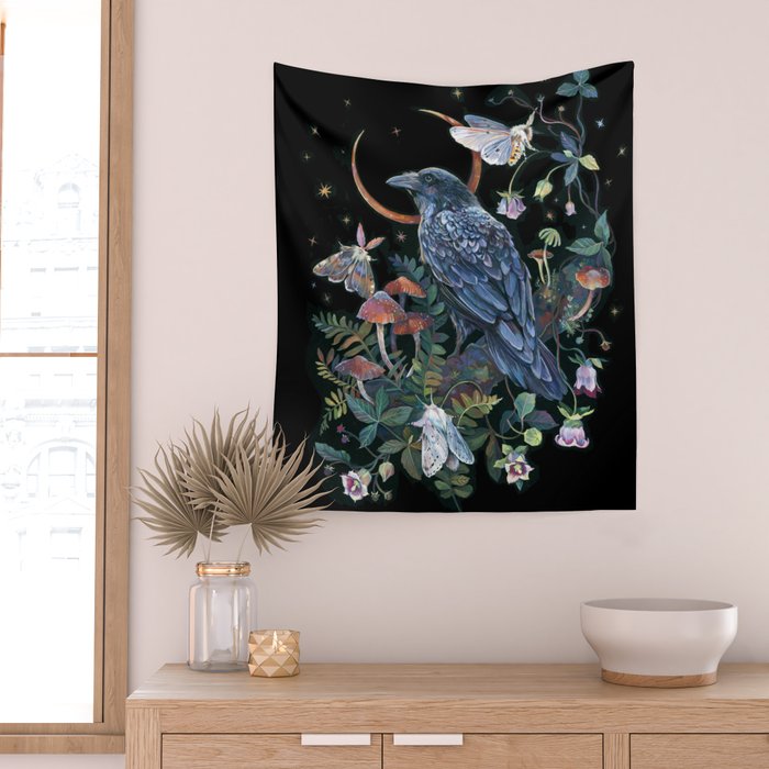 Moon Raven  Wall Tapestry Gallery Image 2