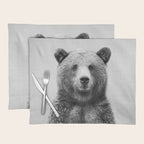 Grizzly Bear - Black & White Placemat Gallery Image 1