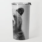 Grizzly Bear - Black & White Travel Mug Gallery Image 2