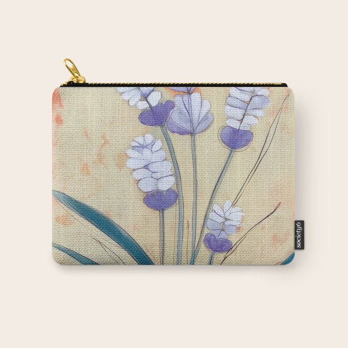 Minimal Lavender Floral Art Carry All Pouch Gallery Image 1
