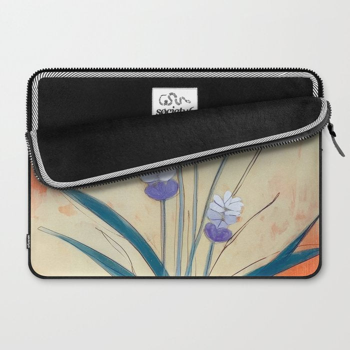 Minimal Lavender Floral Art Laptop Sleeve Gallery Image 2