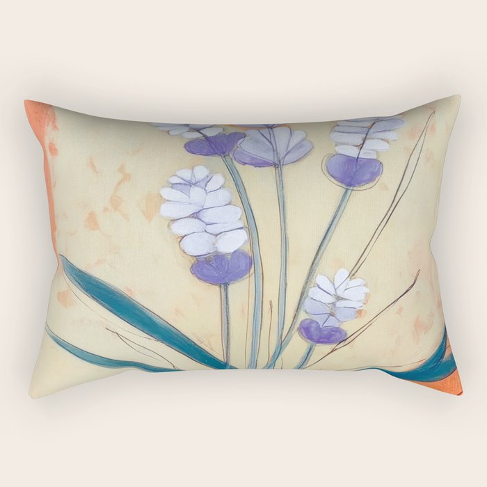 Minimal Lavender Floral Art Rectangular Pillow Gallery Image 2