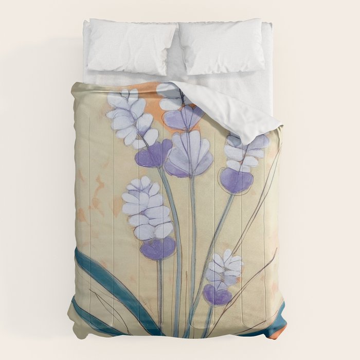 Minimal Lavender Floral Art Comforter Gallery Image 6