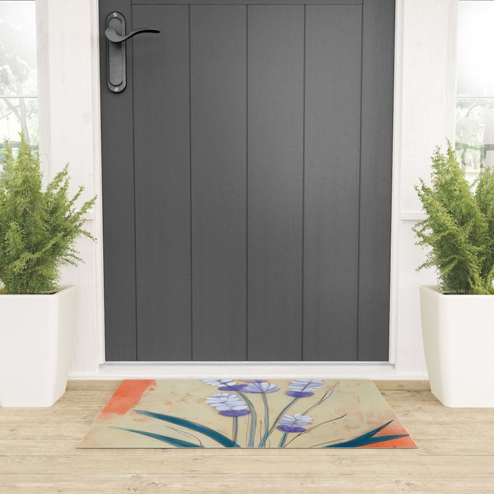 Minimal Lavender Floral Art Welcome Mat Gallery Image 3