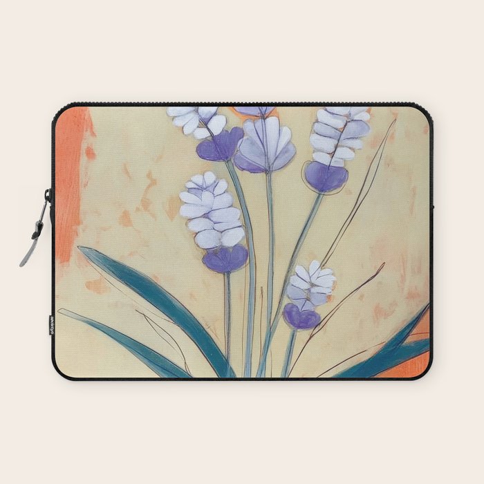 Minimal Lavender Floral Art Laptop Sleeve Gallery Image 1