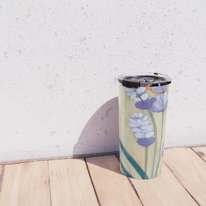 Minimal Lavender Floral Art Travel Mug Gallery Image 4