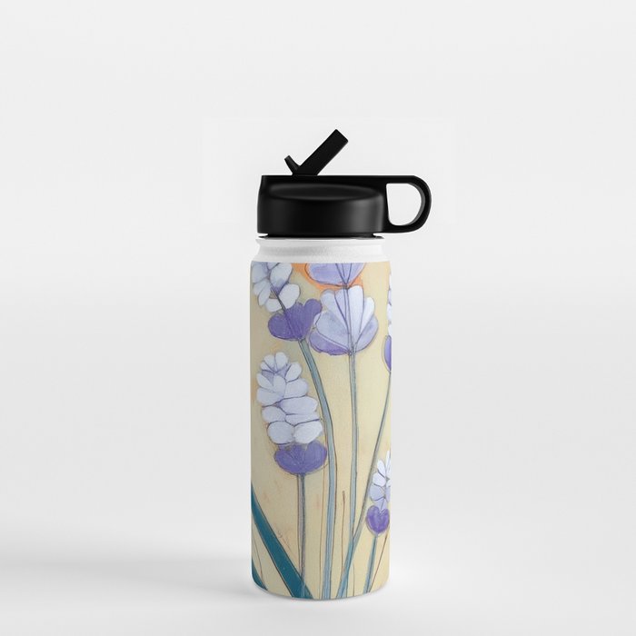 Minimal Lavender Floral Art Water Bottle Gallery Image 1