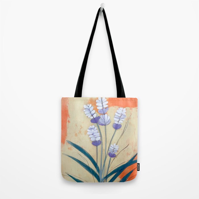 Minimal Lavender Floral Art Tote Bag Gallery Image 2