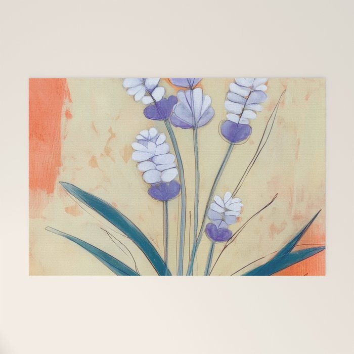 Minimal Lavender Floral Art Welcome Mat Gallery Image 1