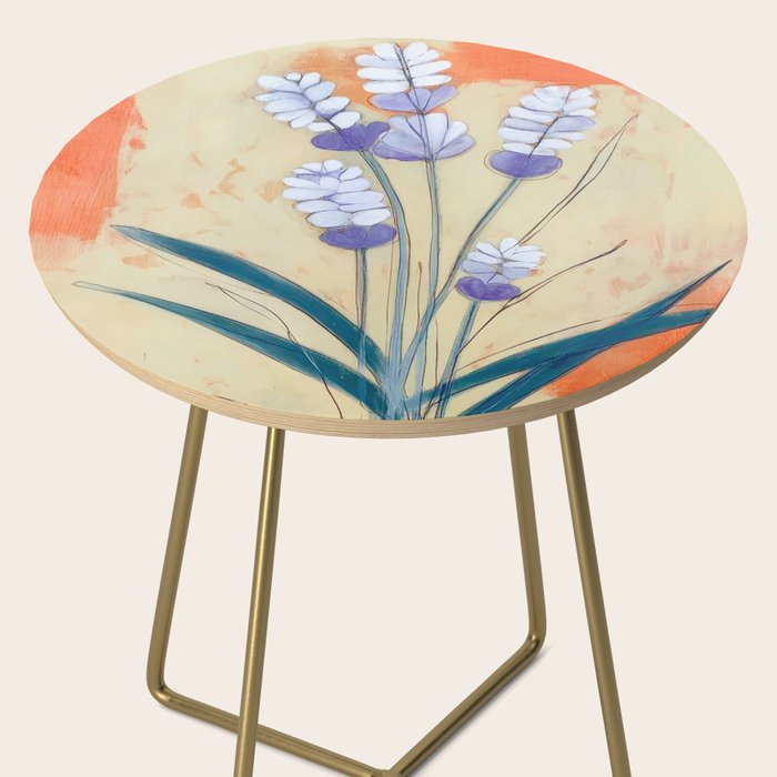 Minimal Lavender Floral Art Side Table Gallery Image 2