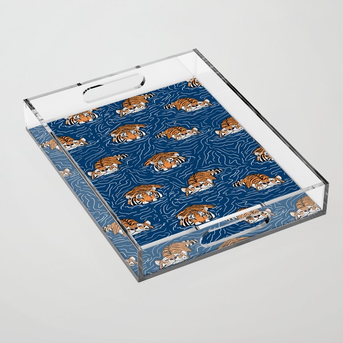 Tigers in the water Acrylic Tray Gallery Image 1