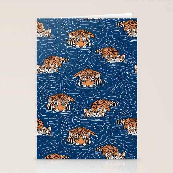 Tigers in the water Stationery Card Gallery Image 1