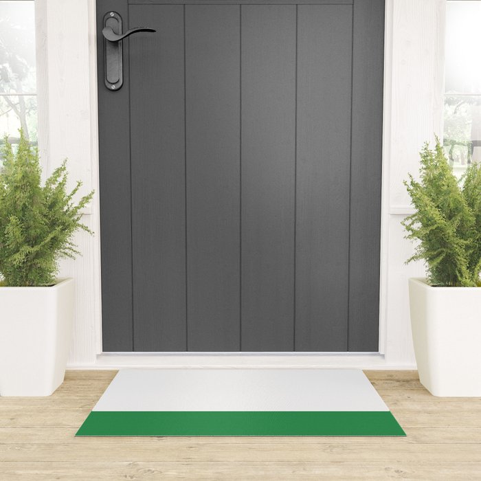    Color Block Green and White Welcome Mat Gallery Image 3