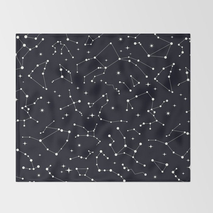 Night Sky, Constellation & Stars Throw Blanket Gallery Image 2