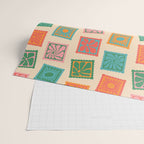 Vintage flower postage stamp pattern Wrapping Paper Gallery Image 2