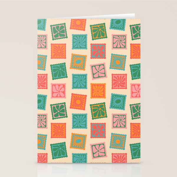 Vintage flower postage stamp pattern Stationery Card Gallery Image 2
