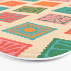 Vintage flower postage stamp pattern Bath Mat Gallery Image 3